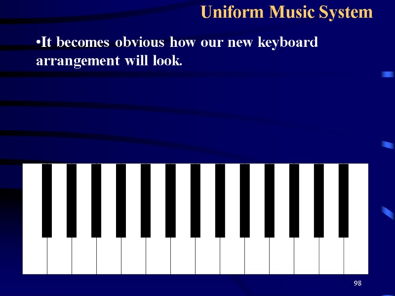 98 Uniform Music System   It becomes obvious how our new keyboard arrangement